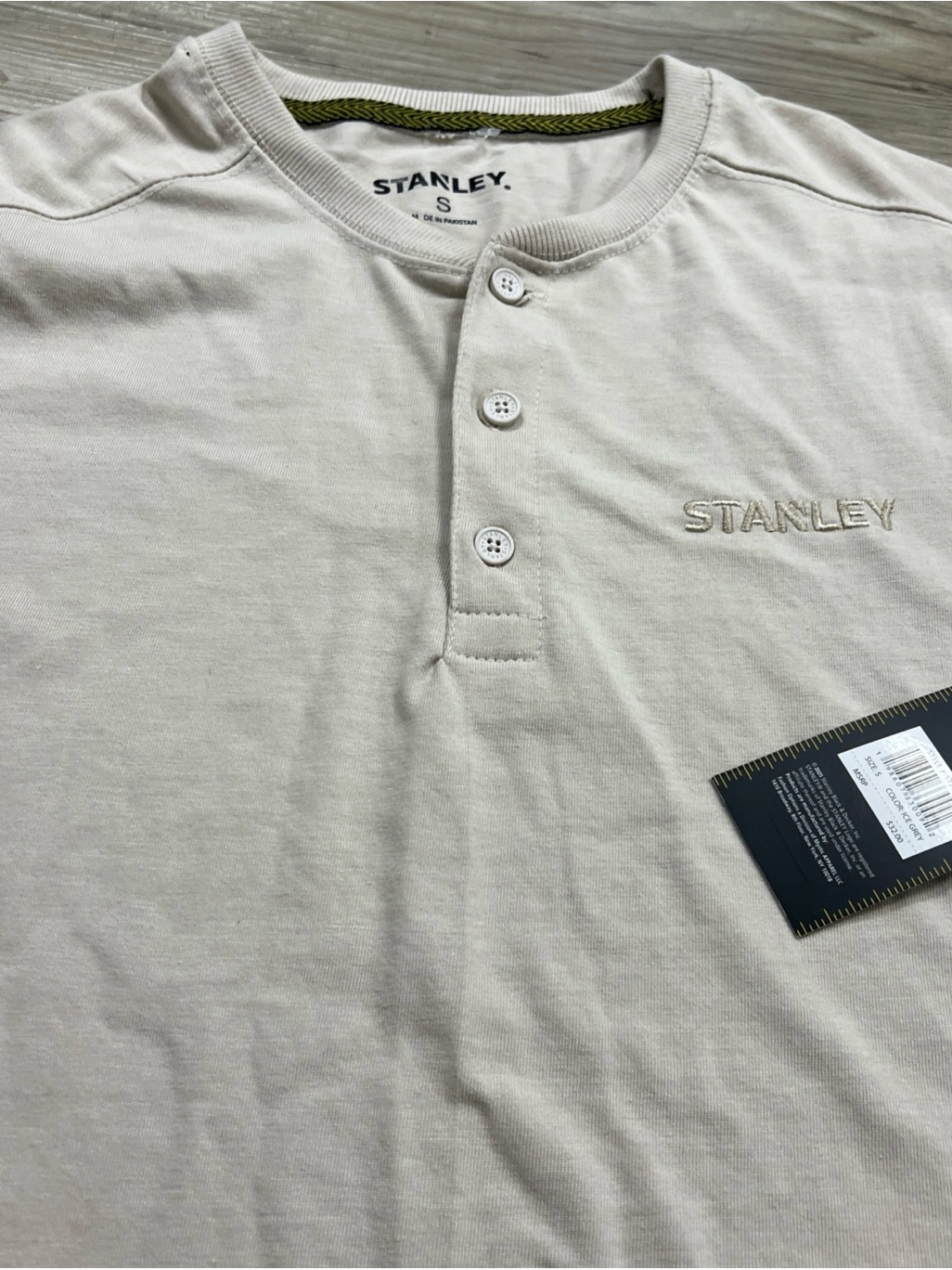 Stanley Workwear Cotton Blend Henley Long Sleeve Shirt Ice Gray Men’s Small Nwt — image 4 of 6